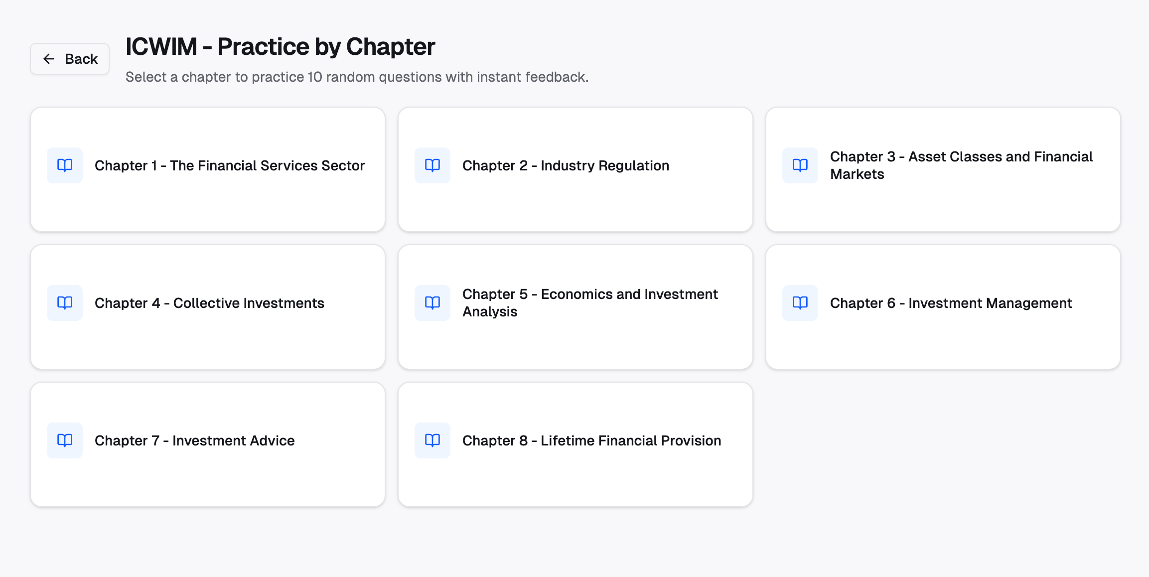 Practice by chapter mode screenshot