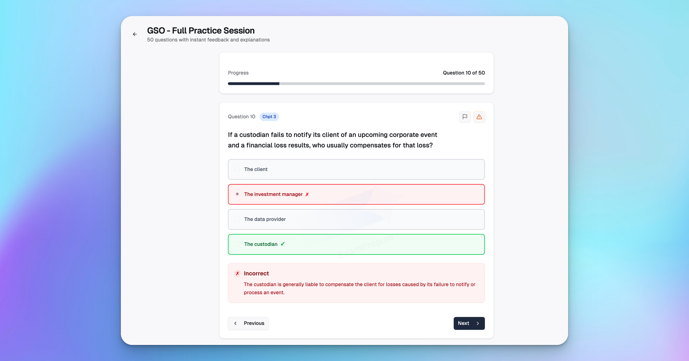 ExamsPrep UK practice mode for CISI GSO